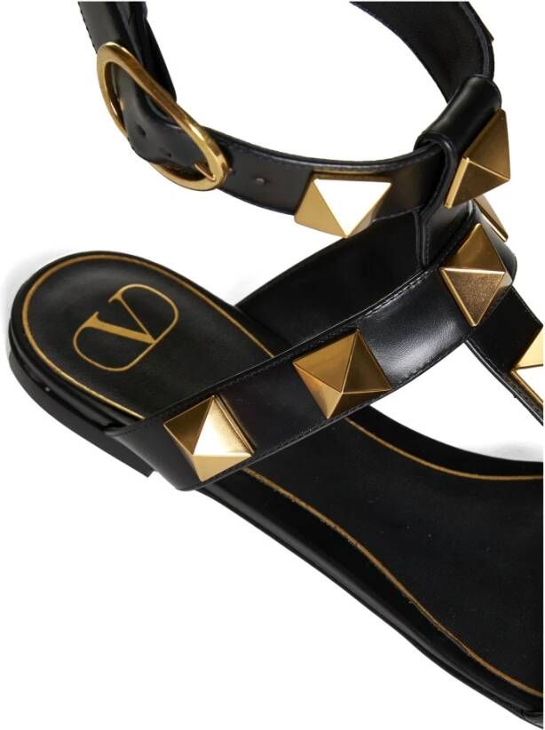 Valentino Garavani Zwarte Romeinse Stud Sandalen Black Dames