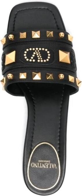 Valentino Garavani Zwarte Sandalen met VLogo Studs Black Dames