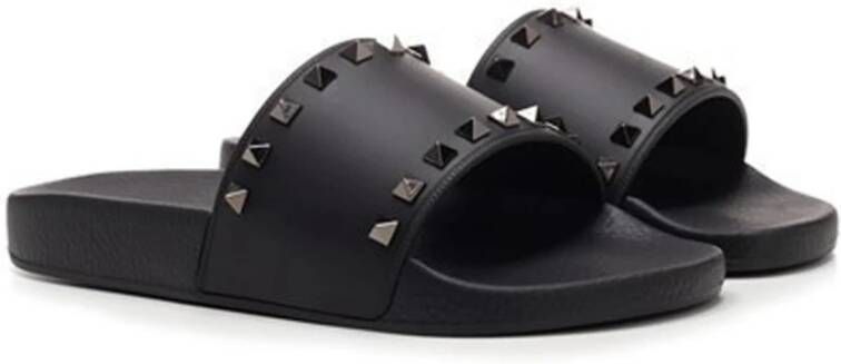 Valentino Garavani Zwarte Slides met Toon Studs Black Heren