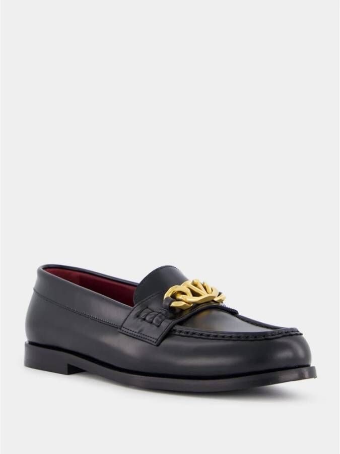 Valentino Garavani Zwarte VLogo Chain Leren Loafers Black Heren