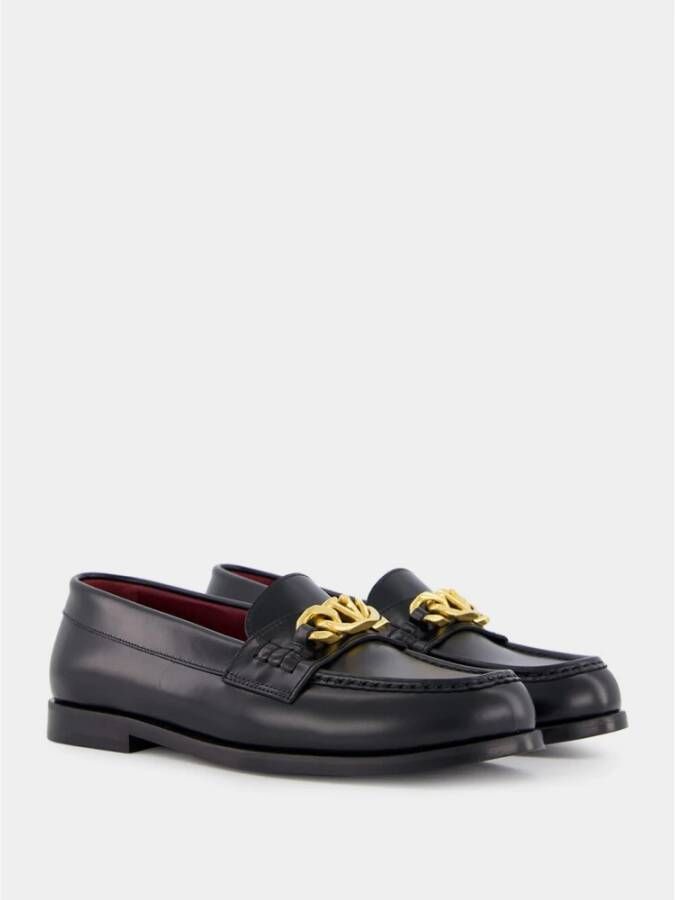 Valentino Garavani Zwarte VLogo Chain Leren Loafers Black Heren