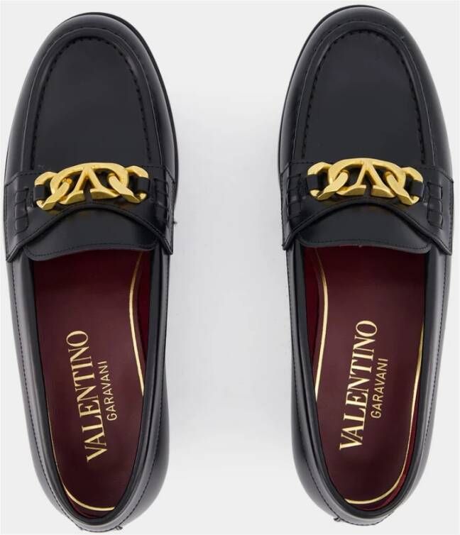 Valentino Garavani Zwarte VLogo Chain Leren Loafers Black Heren