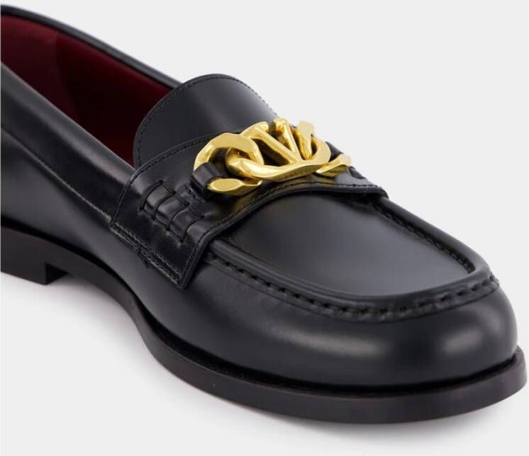 Valentino Garavani Zwarte VLogo Chain Leren Loafers Black Heren