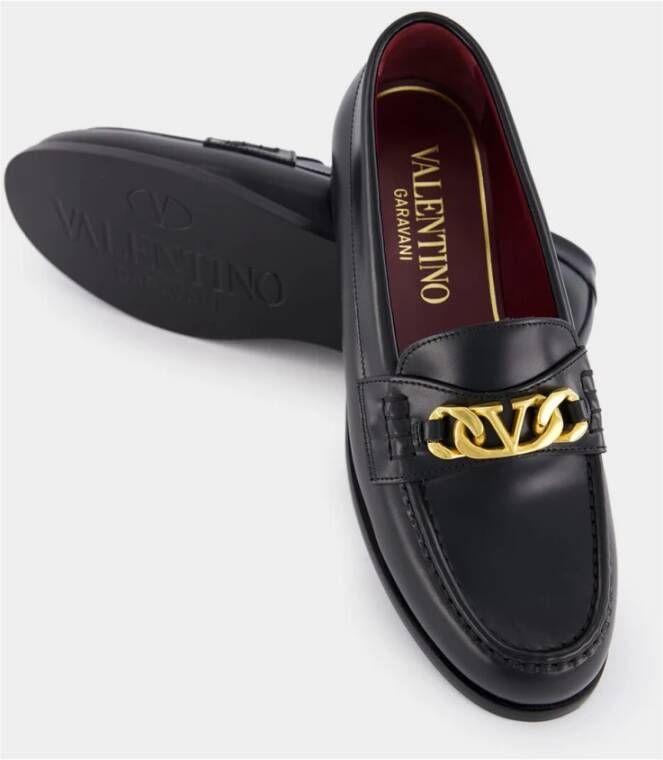 Valentino Garavani Zwarte VLogo Chain Leren Loafers Black Heren