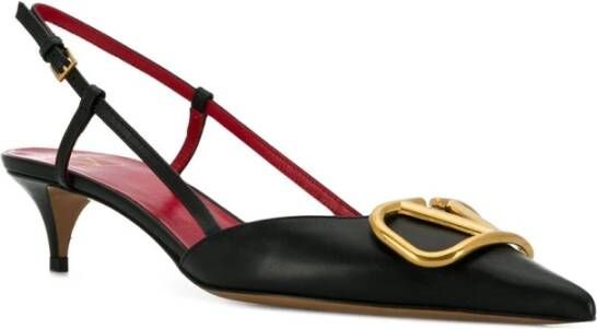 Valentino Garavani Zwarte Vlogo pumps met lage hak Black Dames