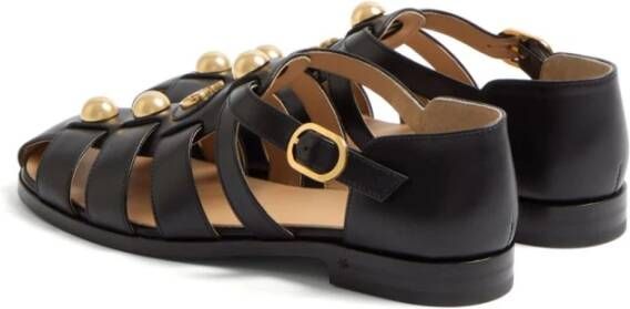 Valentino Garavani Zwarte VLogo Sandalen met Parel Detail Black Dames