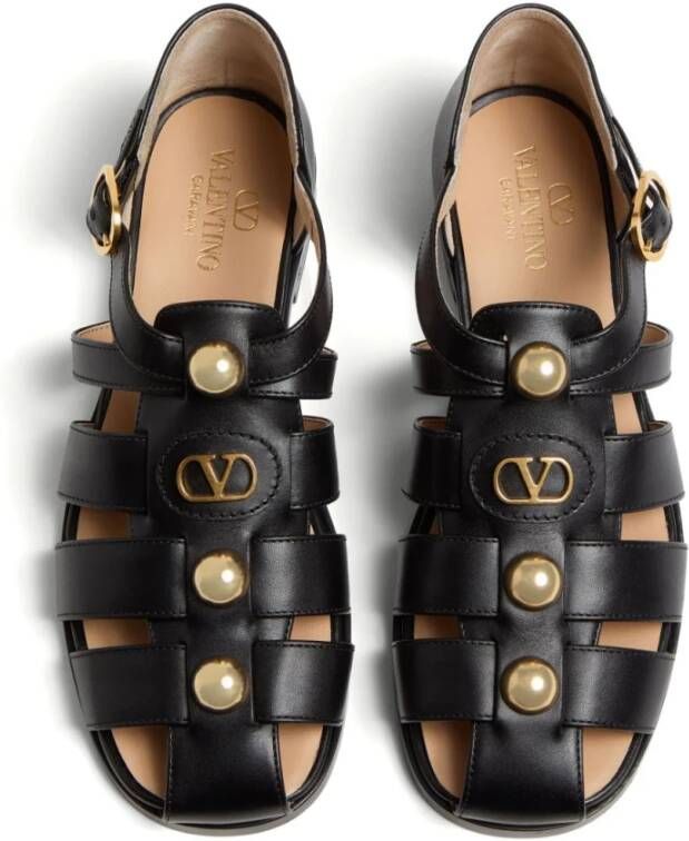 Valentino Garavani Zwarte VLogo Sandalen met Parel Detail Black Dames