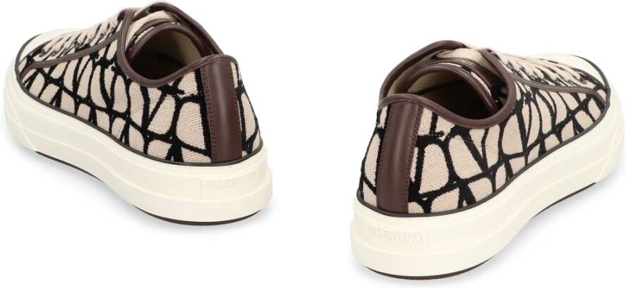 Valentino Iconographe lage sneakers met leren afwerking Beige Heren