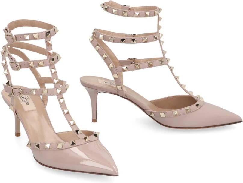 Valentino Rockstud Patent Leren Slingback Pumps Beige Dames