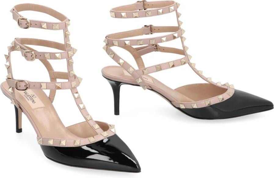 Valentino Rockstud Patent Leren Slingback Pumps Black Dames