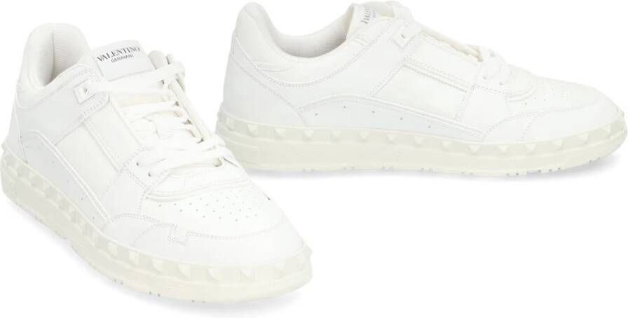 Valentino Studded Leren Lage Sneakers White Heren