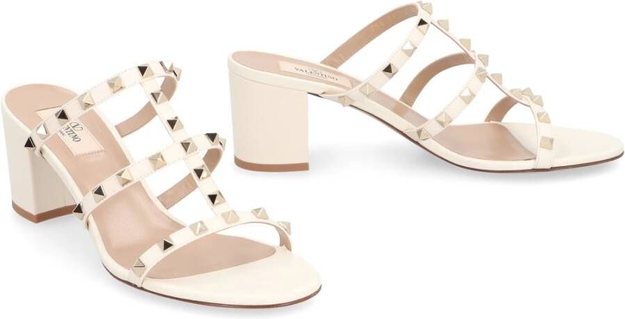 Valentino Studded Leren Slides Beige Dames