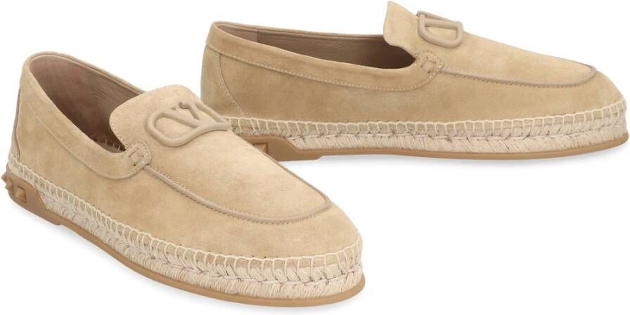 Valentino Suede Espadrilles met Metalen VLogo Beige Heren