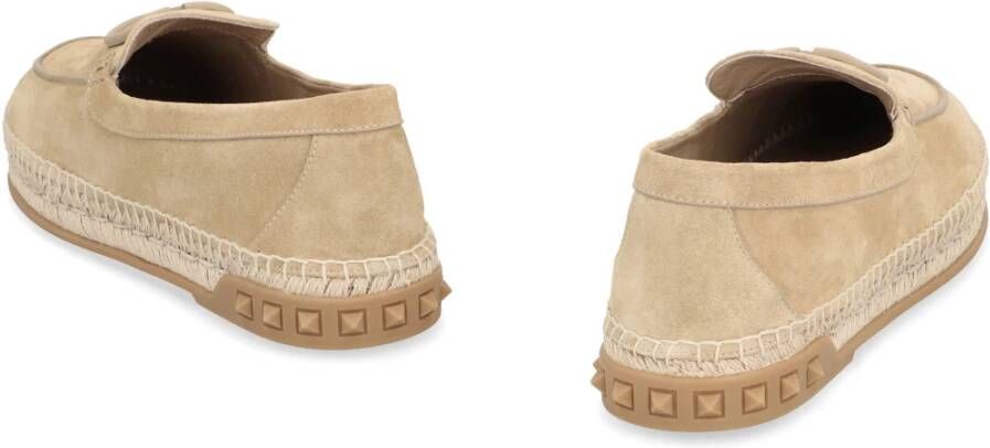 Valentino Suede Espadrilles met Metalen VLogo Beige Heren