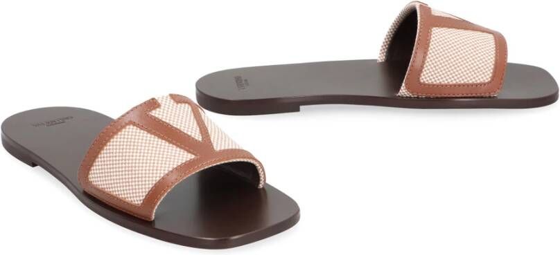 Valentino Superstar Square Toeline Slides Brown Dames