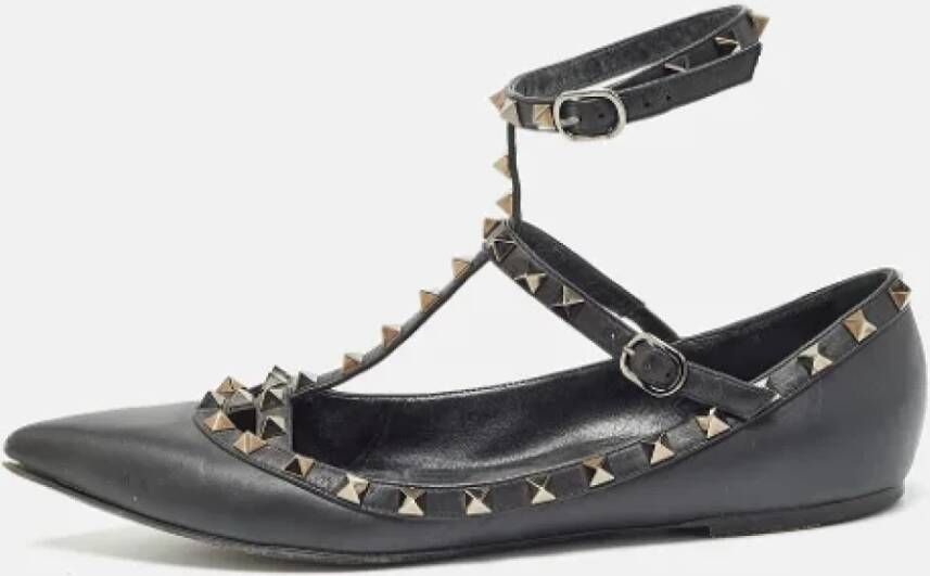 Valentino Vintage Pre-owned Leather flats Black Dames