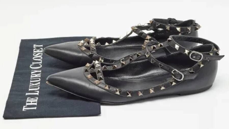 Valentino Vintage Pre-owned Leather flats Black Dames