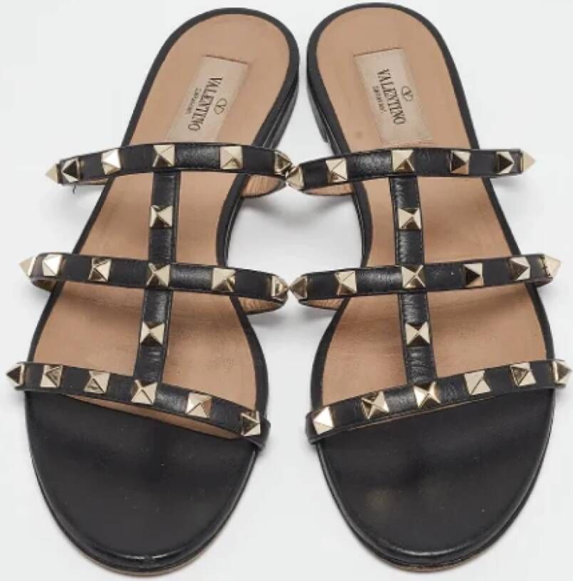 Valentino Vintage Pre-owned Leather flats Black Dames