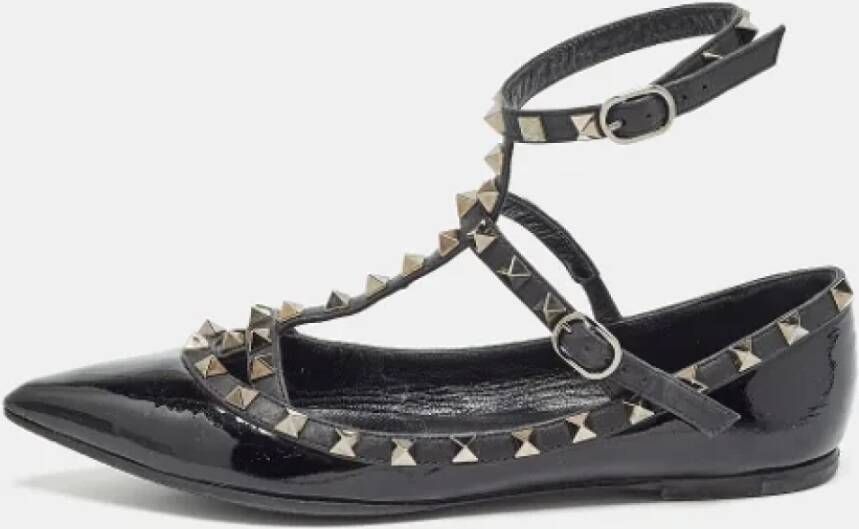 Valentino Vintage Pre-owned Leather flats Black Dames