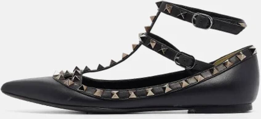 Valentino Vintage Pre-owned Leather flats Black Dames