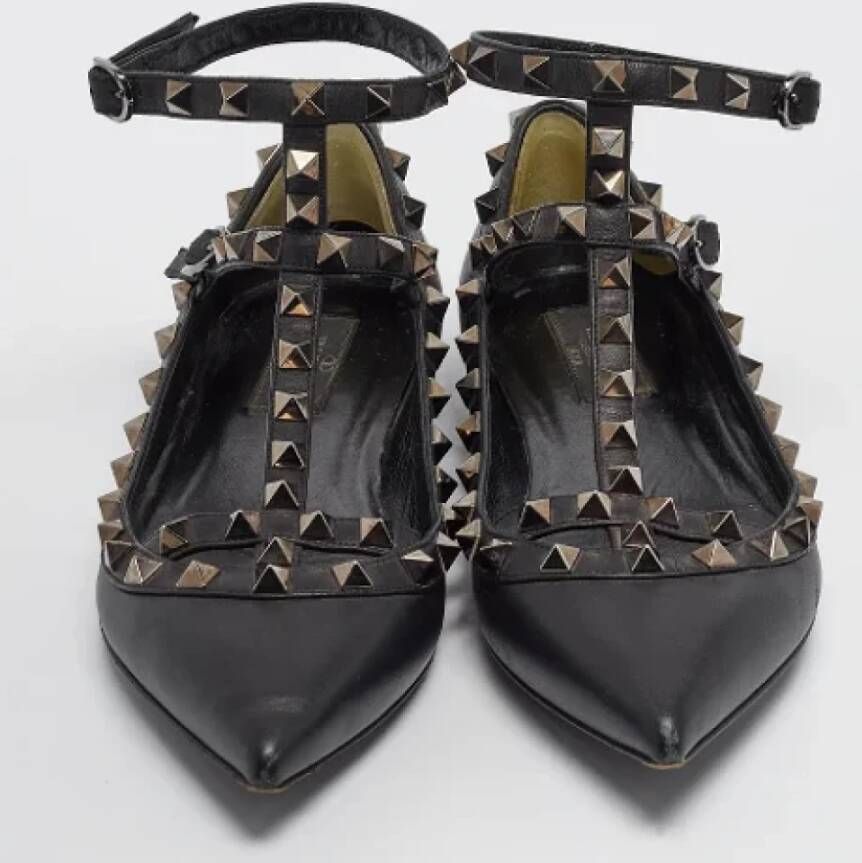 Valentino Vintage Pre-owned Leather flats Black Dames