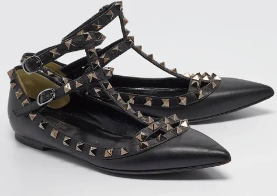 Valentino Vintage Pre-owned Leather flats Black Dames