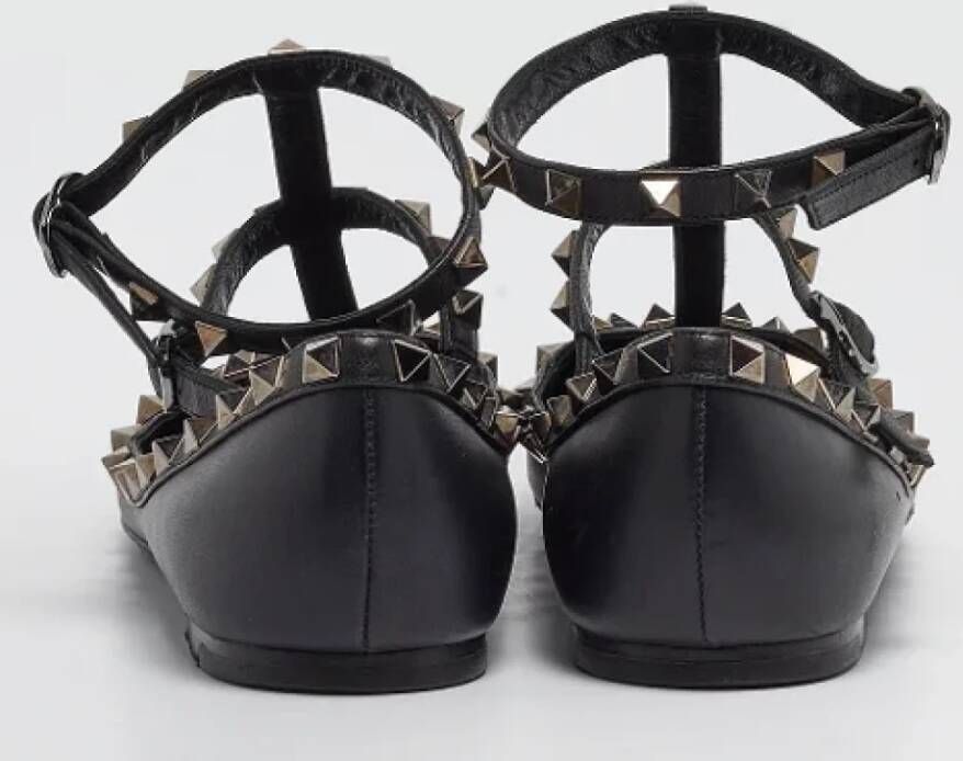 Valentino Vintage Pre-owned Leather flats Black Dames