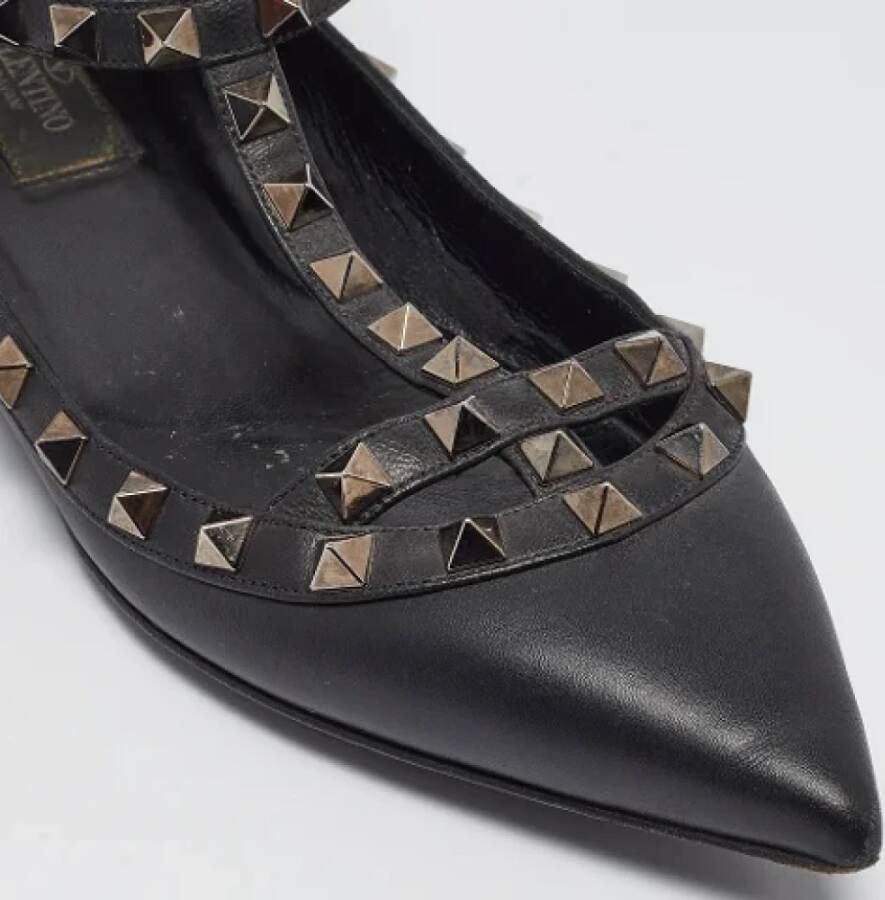 Valentino Vintage Pre-owned Leather flats Black Dames