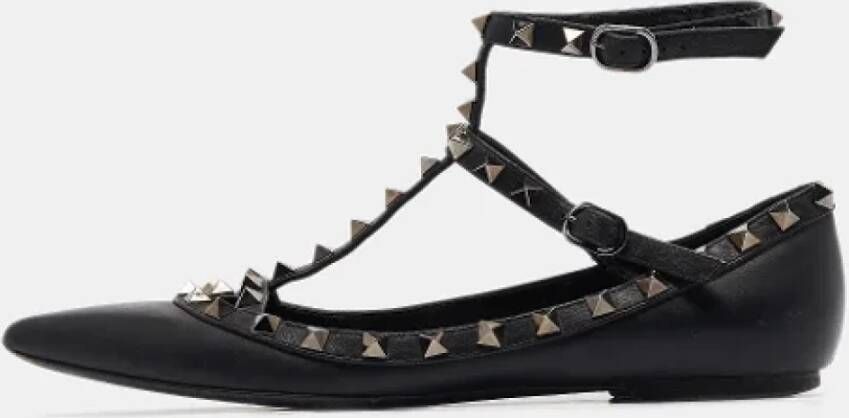 Valentino Vintage Pre-owned Leather flats Black Dames