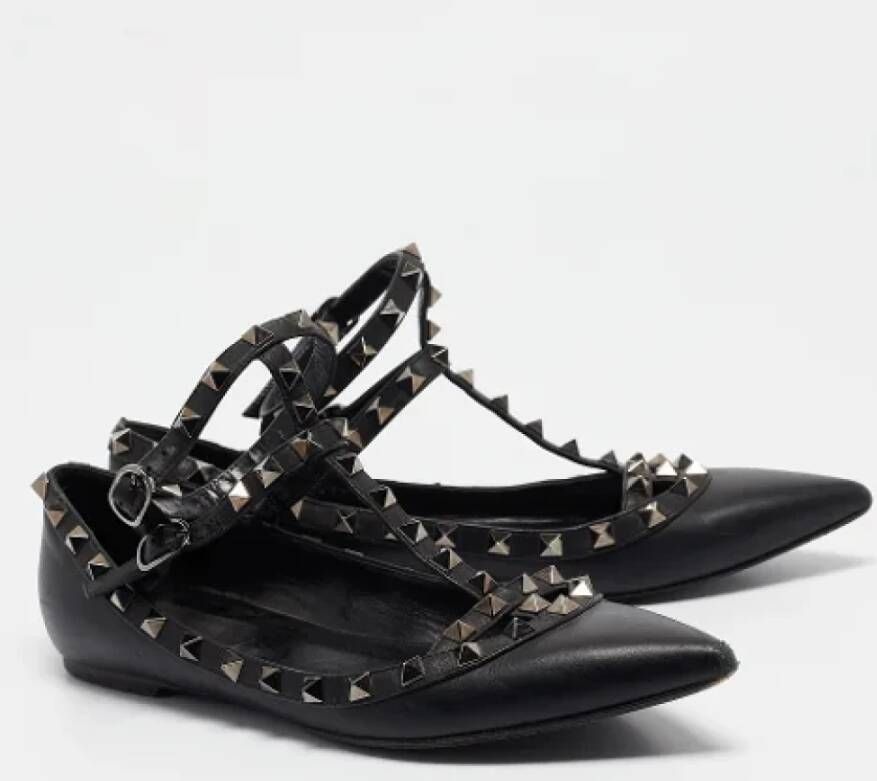 Valentino Vintage Pre-owned Leather flats Black Dames