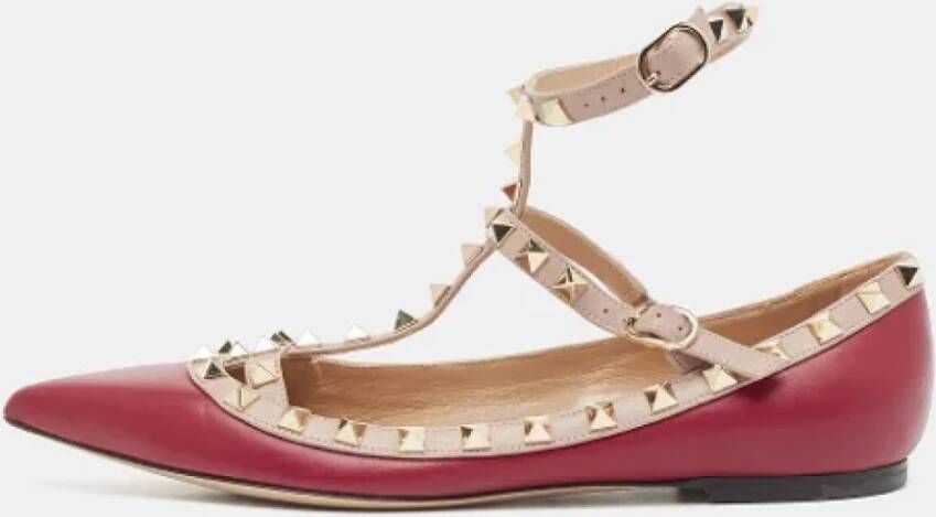 Valentino Vintage Pre-owned Leather flats Red Dames