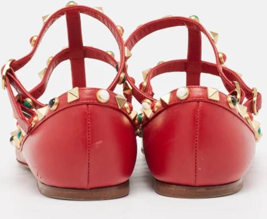 Valentino Vintage Pre-owned Leather flats Red Dames