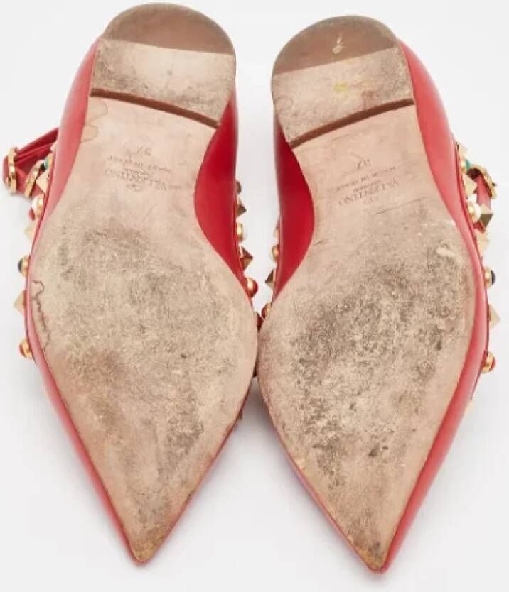 Valentino Vintage Pre-owned Leather flats Red Dames