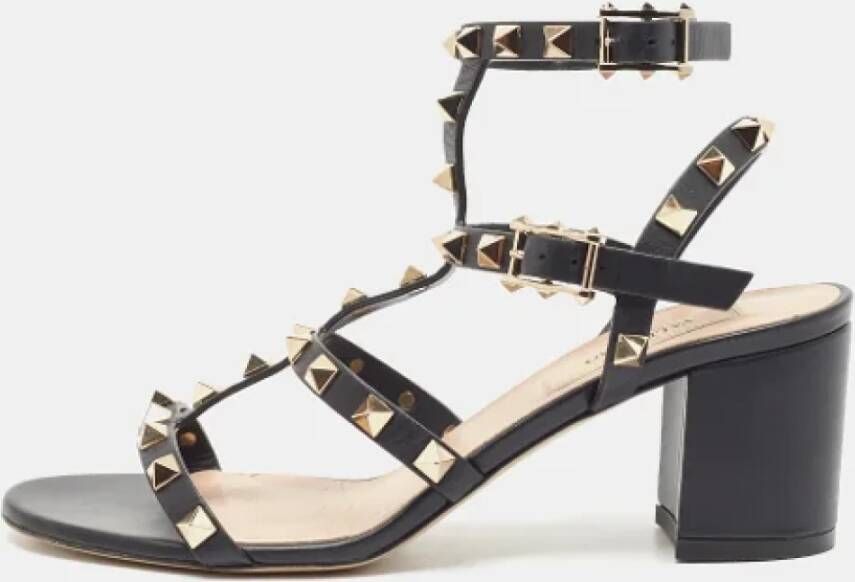 Valentino Vintage Pre-owned Leather sandals Black Dames