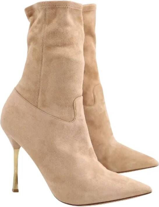 Valentino Vintage Pre-owned Suede boots Beige Dames