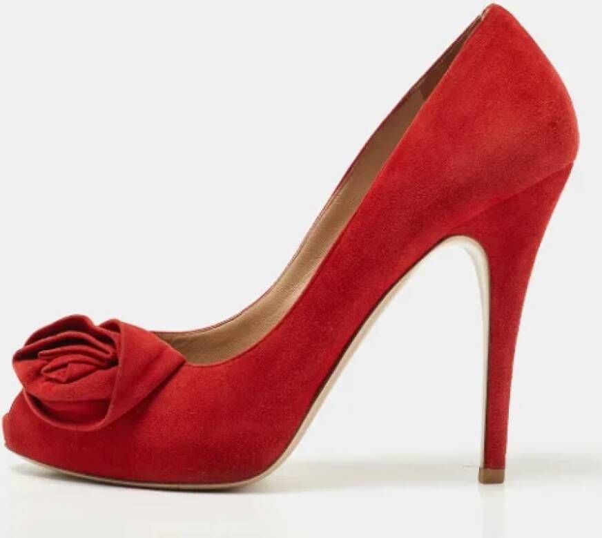 Valentino Vintage Pre-owned Suede heels Red Dames