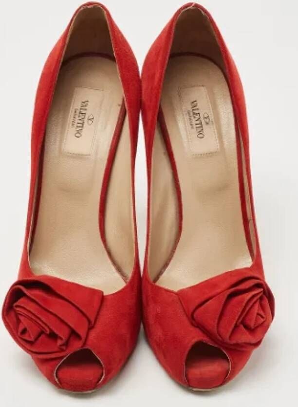 Valentino Vintage Pre-owned Suede heels Red Dames