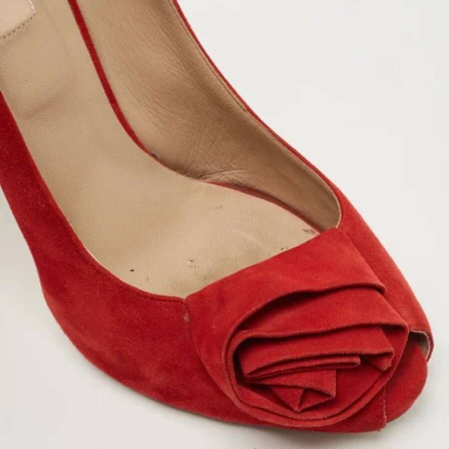 Valentino Vintage Pre-owned Suede heels Red Dames