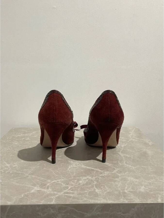 Valentino Vintage Pre-owned Suede heels Red Dames