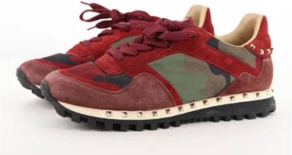 Valentino Vintage Pre-owned Suede sneakers Red Dames