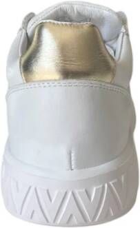 Valentino Witte leren sneaker met gouden logo White Dames