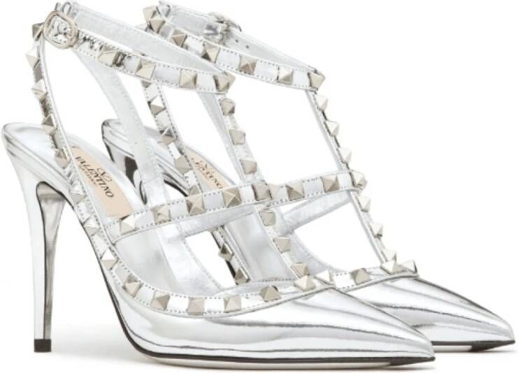 Valentino Zilveren Rockstud enkelband pompen Gray Dames