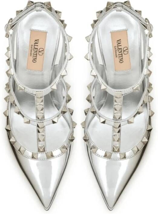 Valentino Zilveren Rockstud enkelband pompen Gray Dames