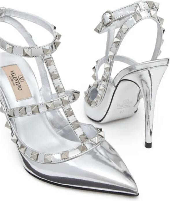 Valentino Zilveren Rockstud enkelband pompen Gray Dames