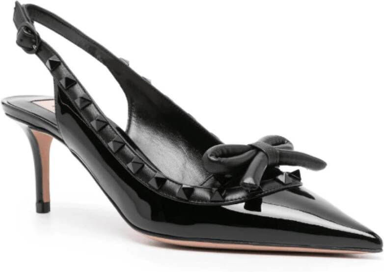 Valentino Zwarte leren pump met strikdetail Black Dames