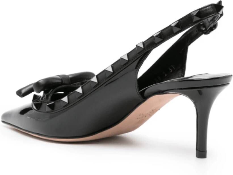 Valentino Zwarte leren pump met strikdetail Black Dames