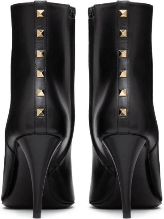 Valentino Zwarte Leren Stiletto Enkellaarzen Black Dames