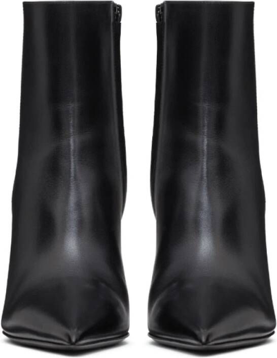 Valentino Zwarte Leren Stiletto Enkellaarzen Black Dames