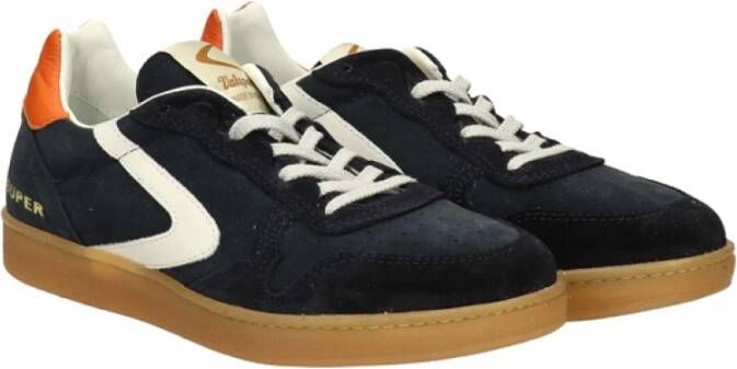 Valsport 1920 Blauwe Super Sneaker van Suede met Contrast Hiel Bruin Heren