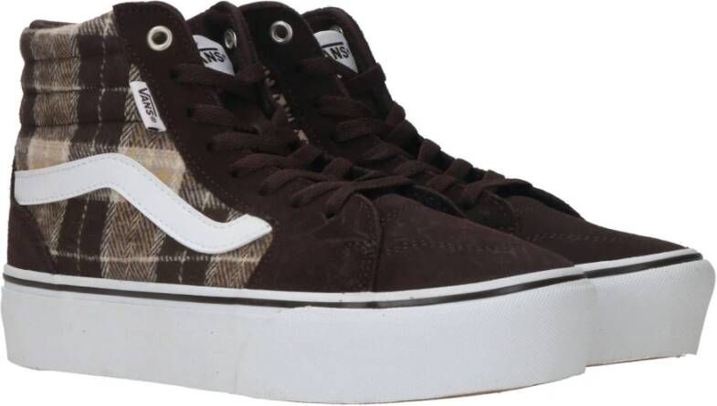 Vans WM Filmore Hi Platform Dames vrijetijds schoenen Plaid Mix Brown White - Foto 4